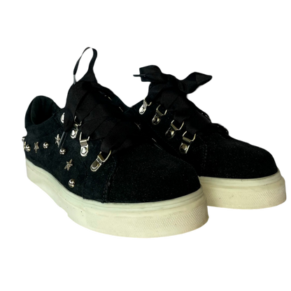 Zapatillas Miss B Gamuza Negra Glitter